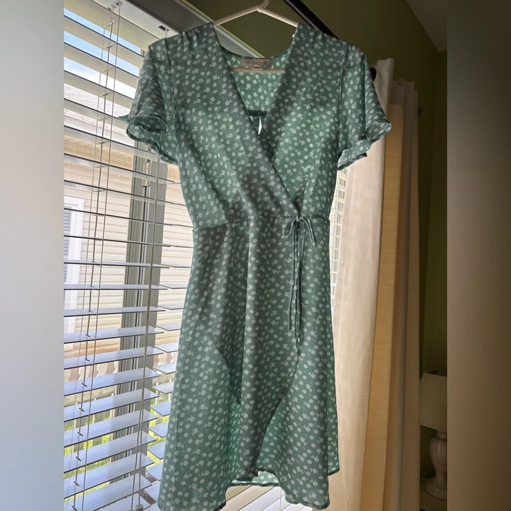 Monteau Teal Floral Dress - Picture 3 of 4